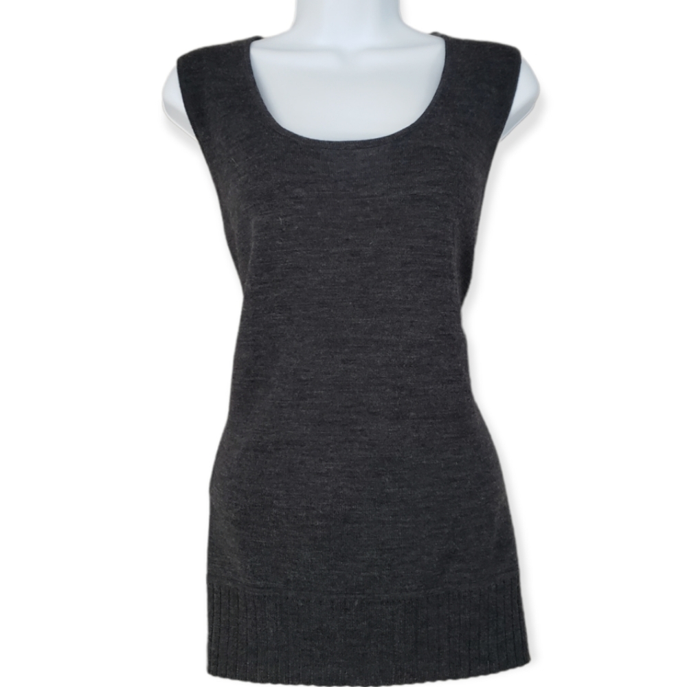 NWOT Coldwater Creek charcoal gray black wool tank top sweater Womens Large